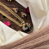 Stylish Blue AD Stone Peacock Pendant Layered Chain-G14621